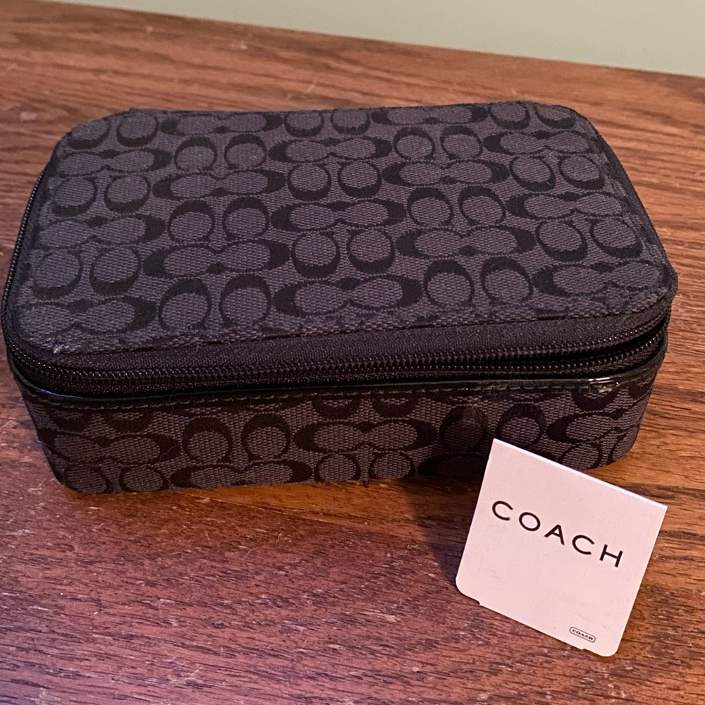 Coach Black signature Jewelry Travel case zip around
